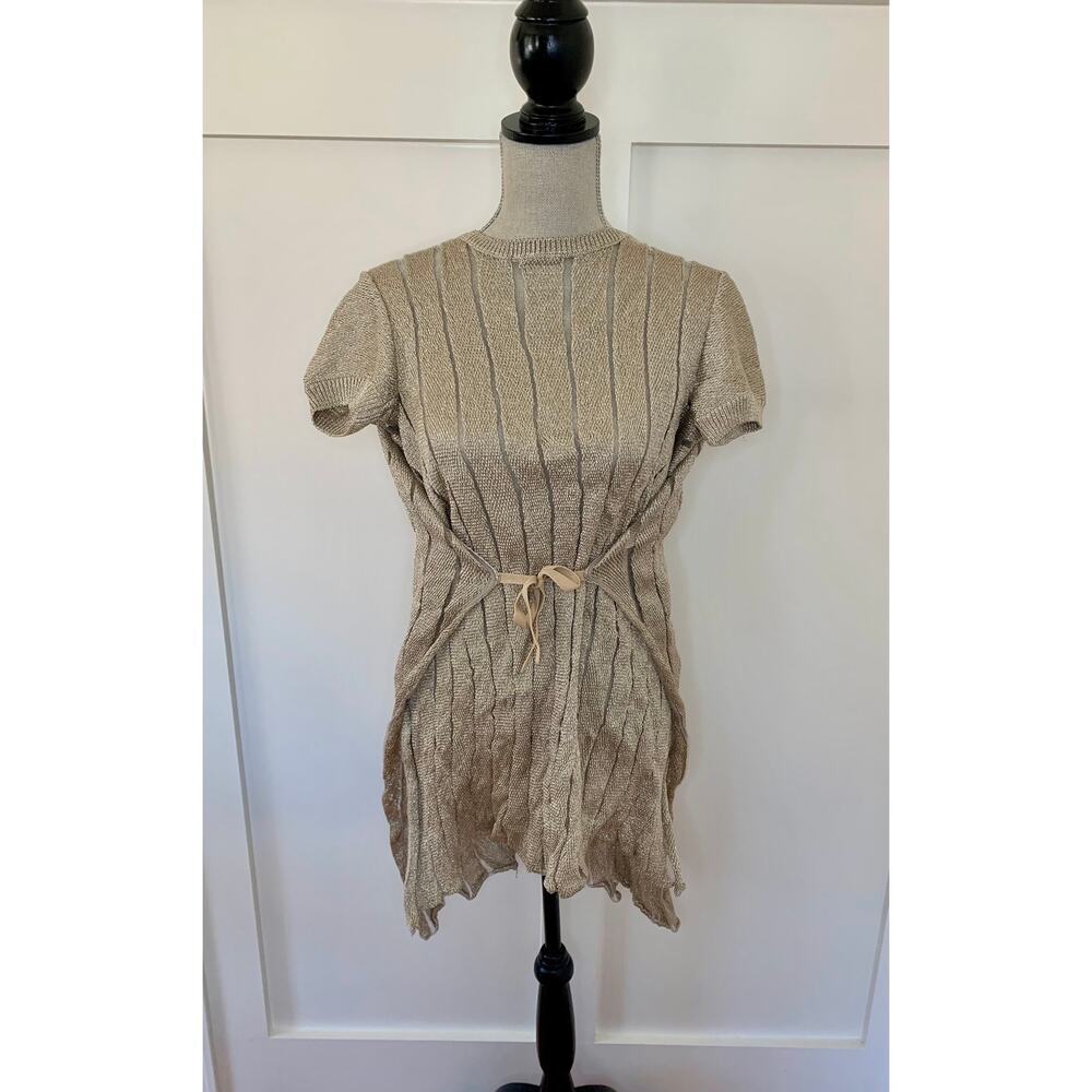 Aviu Sweater in Beige Size 42 Knitwear Ribbed Pullover Metallic Classic Warmer